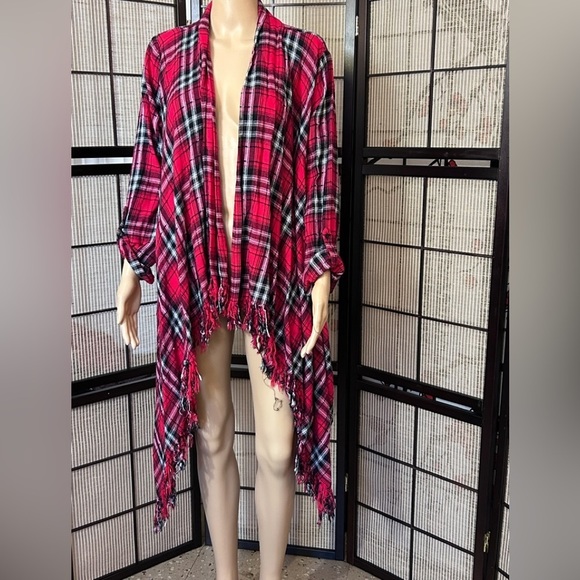 𝅺KRACY Kat Plaid/Fringe Open Cardigan. NWT Size Small. - Picture 4 of 13